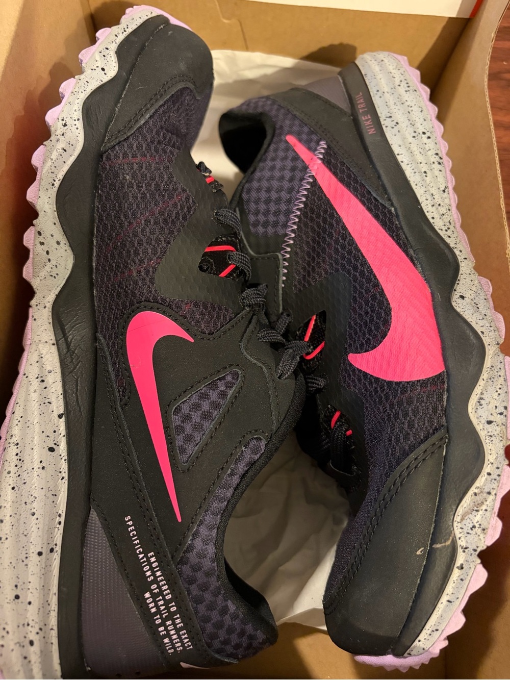 Nike Women's Black and Pink Trail Sneakers
